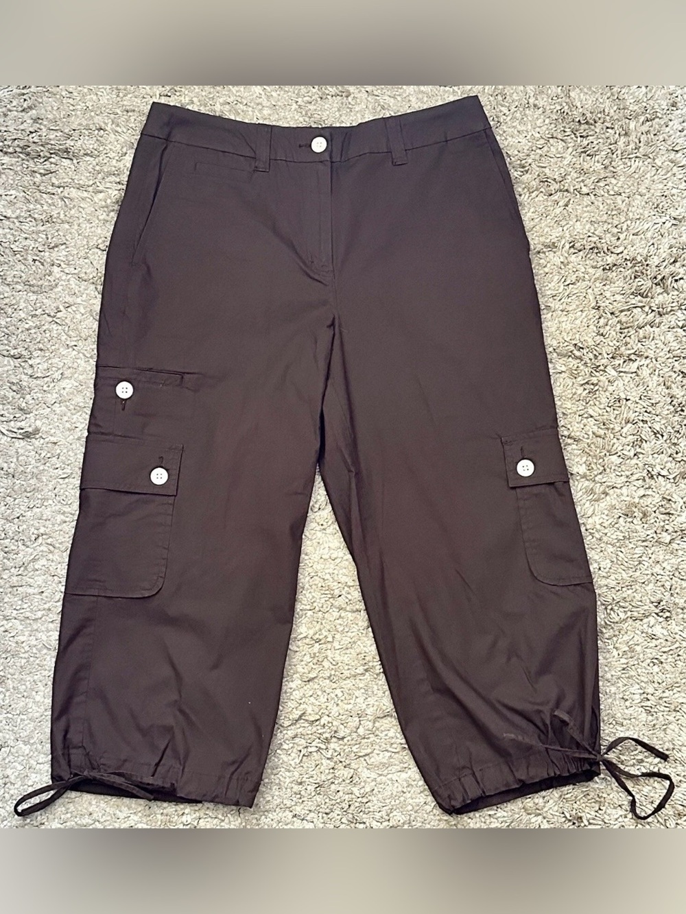 Talbots Women’s Size 8 Brown 7 Pocket Cargo Capri Pants Malaysia